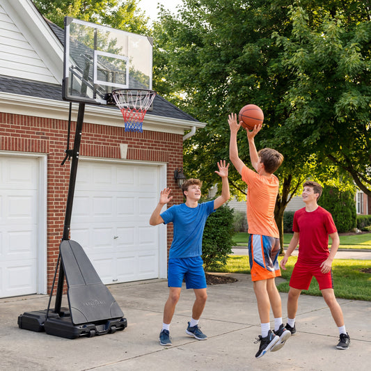 Portable Basketball Hoop, Adjustable Goal System Sport Equipments Black at Gallery Canada