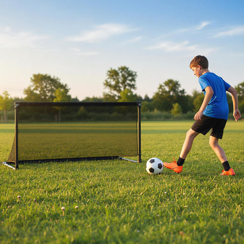 Portable POP Up Toddler Soccer Net with Metal Frame-L, Black