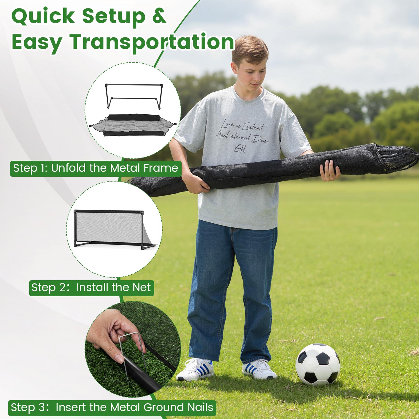 Portable POP Up Toddler Soccer Net with Metal Frame-L, Black Sport Equipments at Gallery Canada