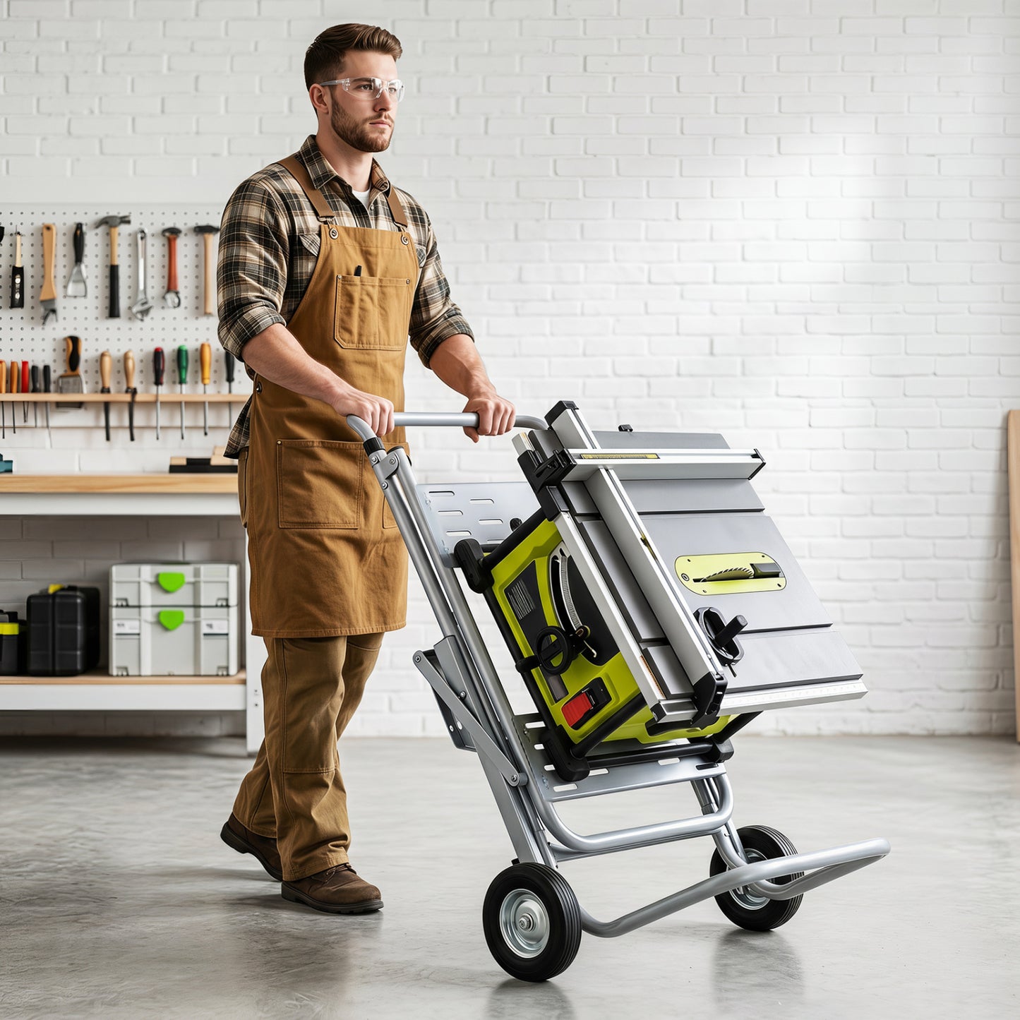 Portable Table Saw Stand, Heavy Duty, 8-Inch Rubber Wheels, Silver Garages at Gallery Canada