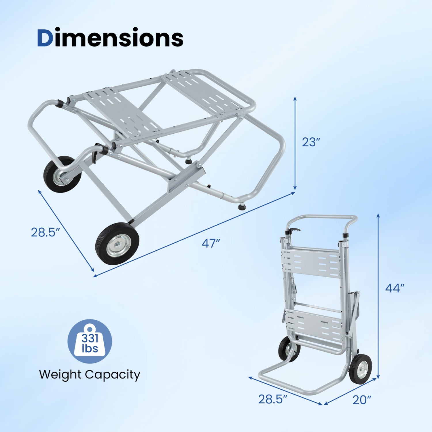 Portable Table Saw Stand, Heavy Duty, 8-Inch Rubber Wheels, Silver Garages at Gallery Canada