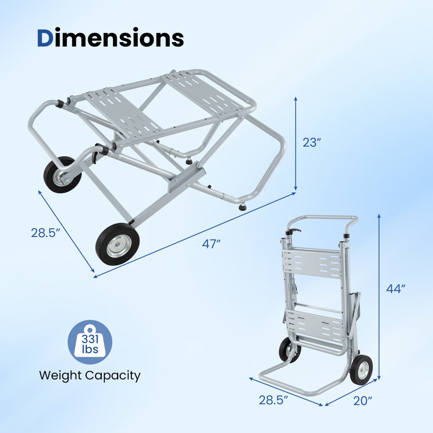 Portable Table Saw Stand, Heavy Duty, 8-Inch Rubber Wheels, Silver Garages at Gallery Canada