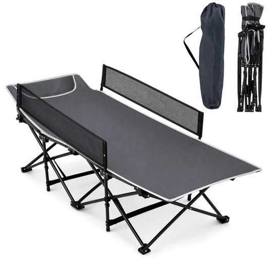Portable Toddler Cot Bed With Guardrail, Gray Camping Furniture Gray at Gallery Canada