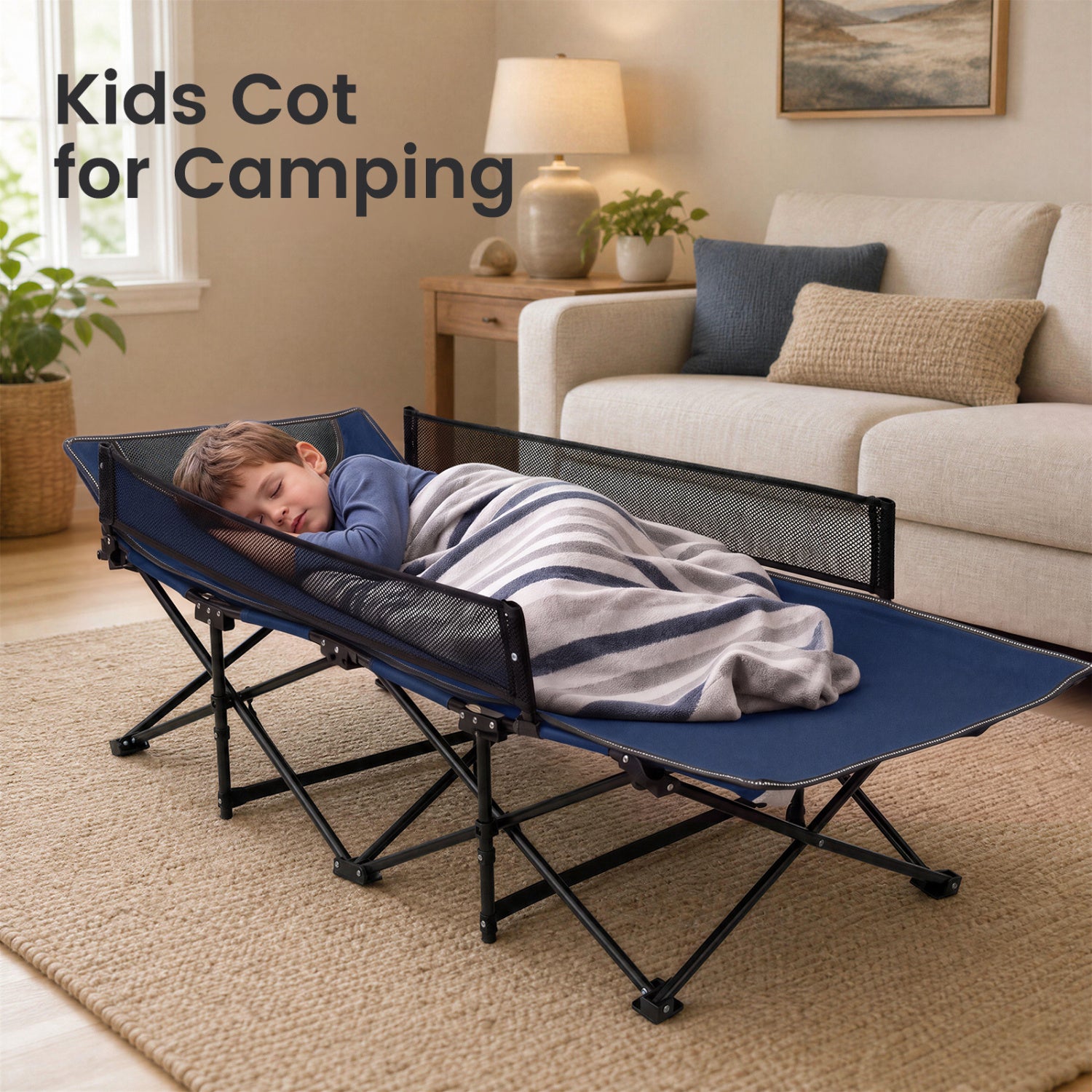 Portable Travel Toddler Cot Bed, Navy Camping Furniture at Gallery Canada