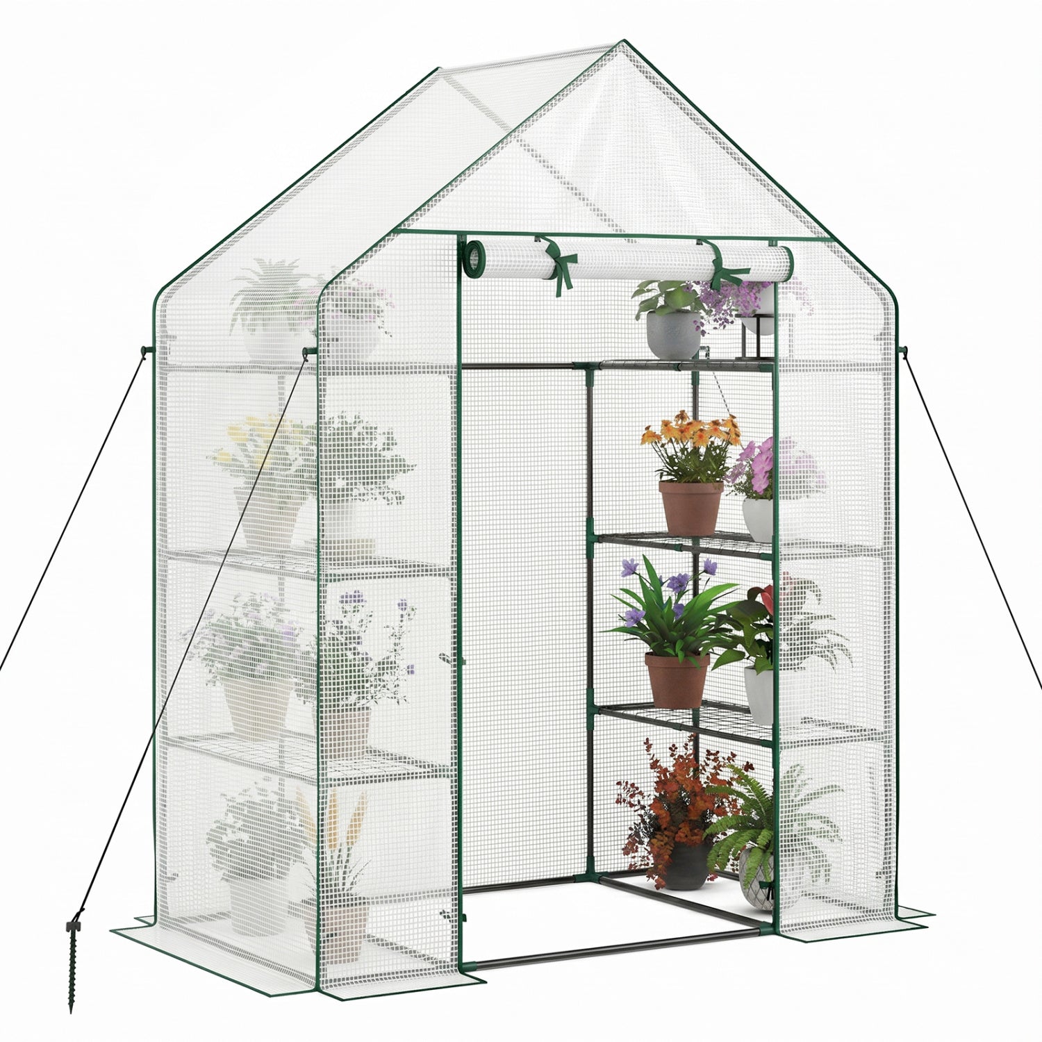 Portable Walk-In Greenhouse, 3 Tiers, 6 Shelves, White Greenhouses White at Gallery Canada