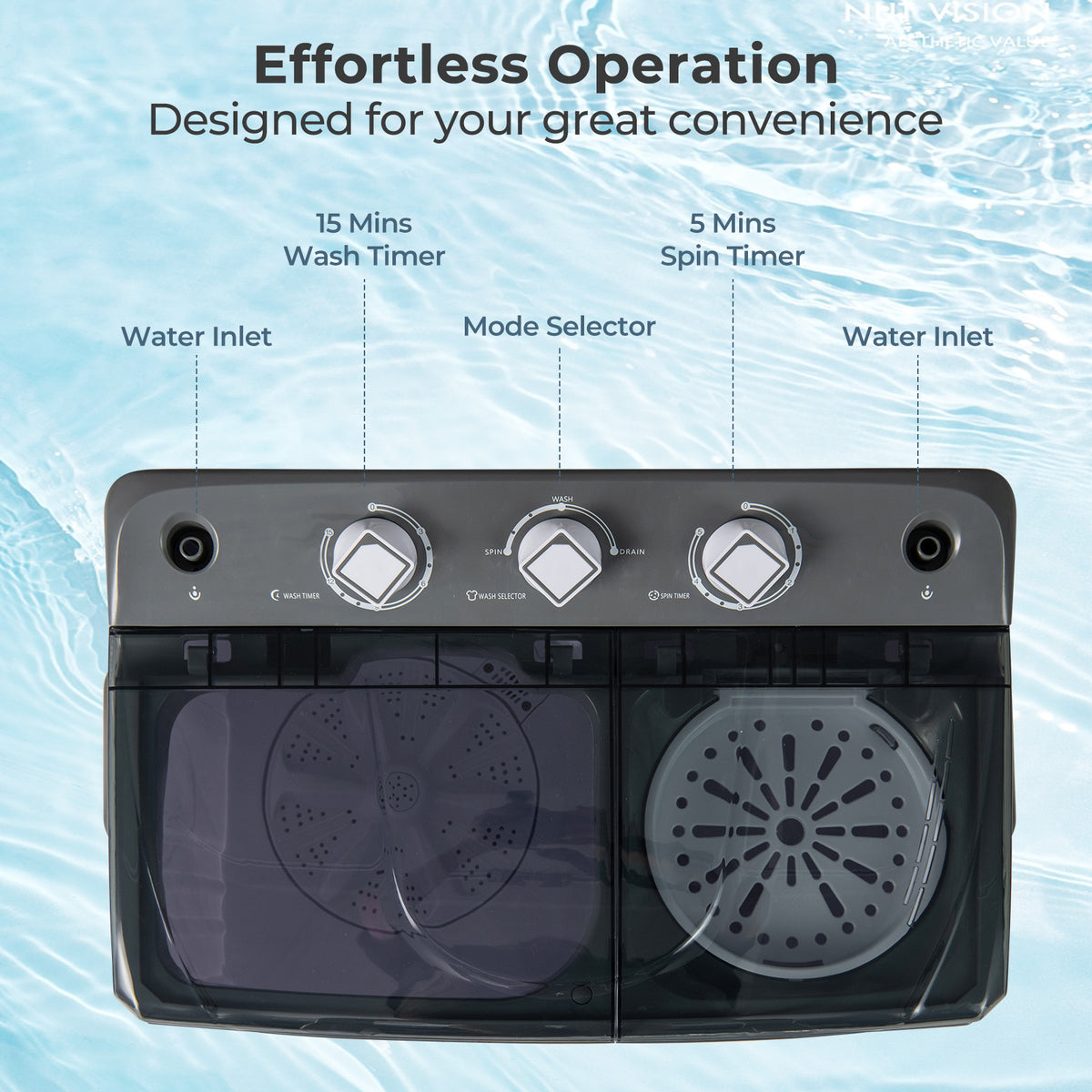 Portable Washing Machine, Built-in Drain Pump, Gray Washing Machines at Gallery Canada