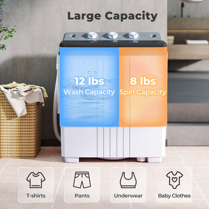 Portable Washing Machine, Built-in Drain Pump, Gray Washing Machines at Gallery Canada