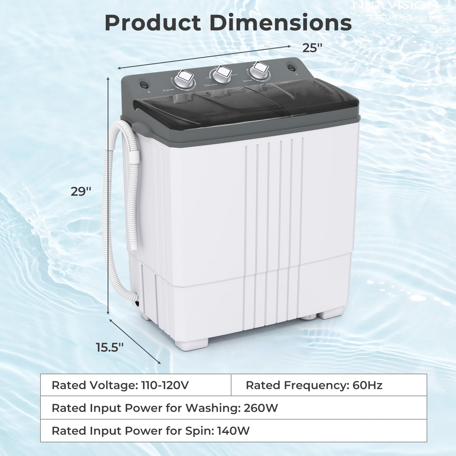 Portable Washing Machine, Built-in Drain Pump, Gray Washing Machines at Gallery Canada
