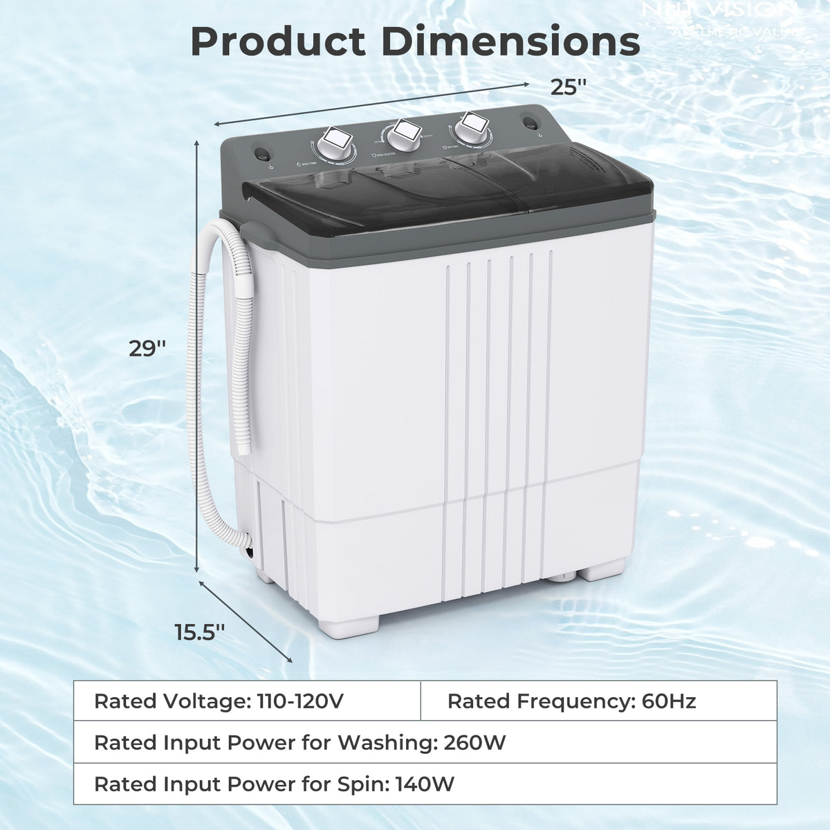 Portable Washing Machine, Built-in Drain Pump, Gray Washing Machines at Gallery Canada