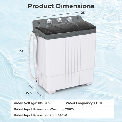 Portable Washing Machine, Built-in Drain Pump, Gray Washing Machines at Gallery Canada