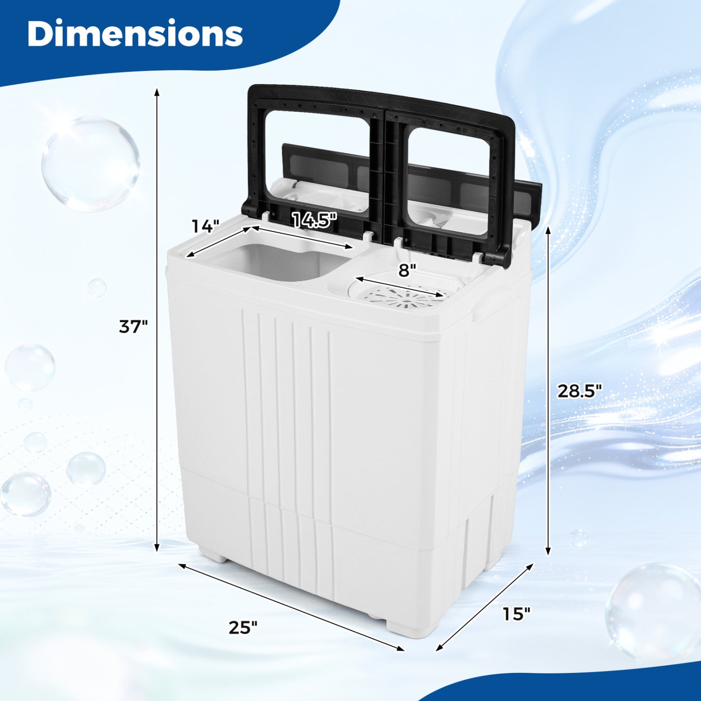 Portable Washing Machine, 12 LBS Washer 8 LBS Spinner, Gray Washing Machines at Gallery Canada