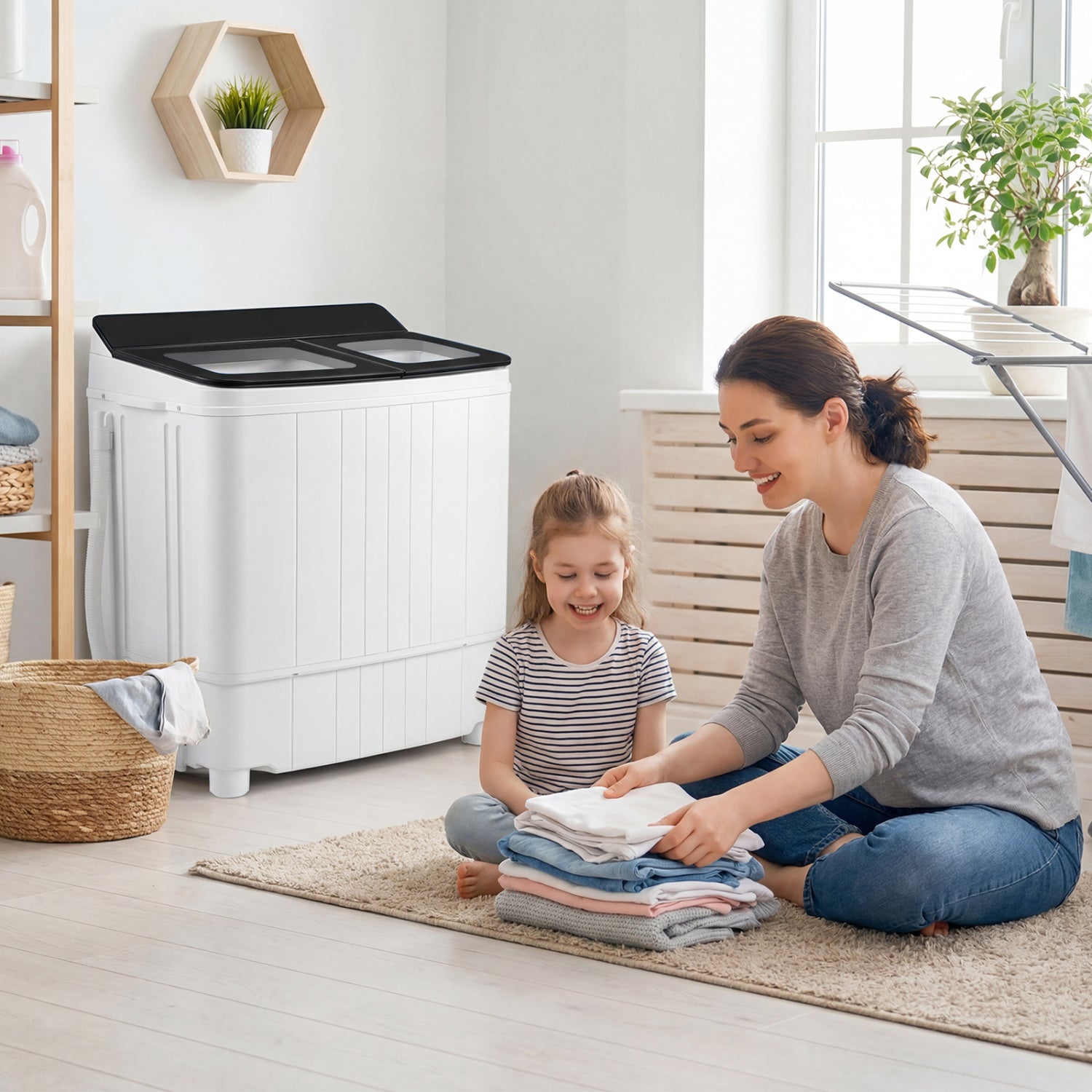 Portable Washing Machine 18 lbs Mini Laundry Machine with 11 LBS Washer, Black Washing Machines at Gallery Canada