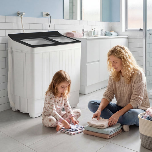 Portable Washing Machine with 18 LBS Washer and 8 LBS Spinner Combo, Black Washing Machines Black at Gallery Canada