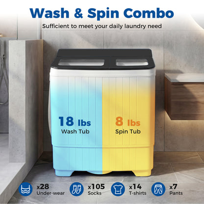 Portable Washing Machine with 18 LBS Washer and 8 LBS Spinner Combo, Gray Washing Machines at Gallery Canada
