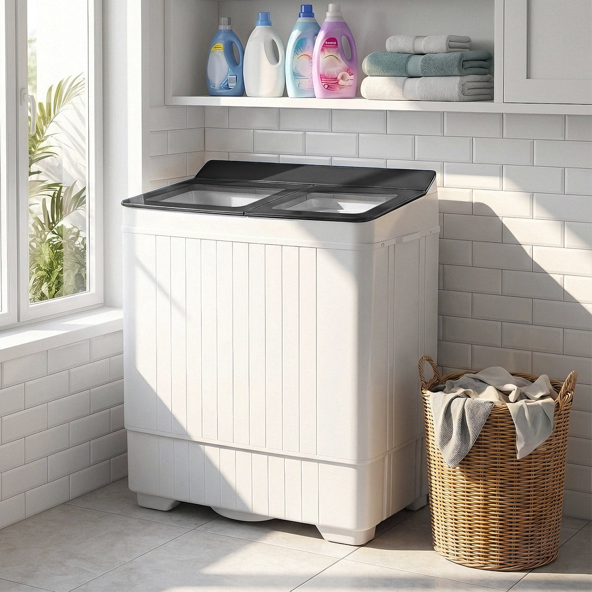 Portable Washing Machine with 18 LBS Washer and 8 LBS Spinner Combo, Gray Washing Machines at Gallery Canada