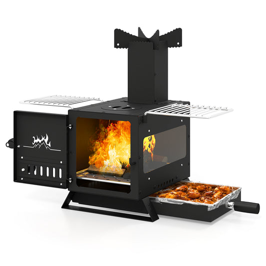 Portable Wood Burning Stove, Mini Heater Burner, Pot Rack Oven Pan, Black Fire Pits Black at Gallery Canada