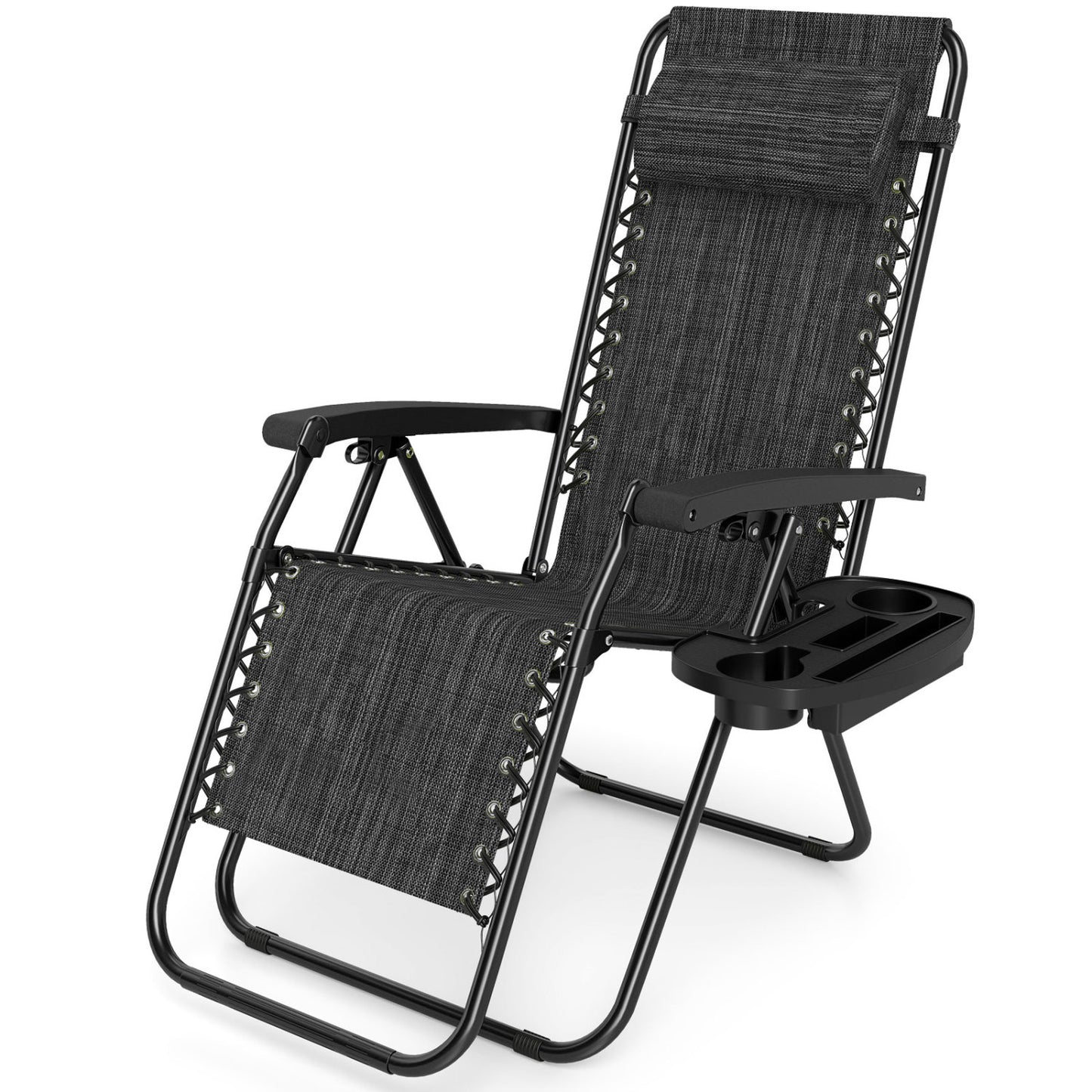 Portable Zero Gravity Chairs with Cup Holder Trays and Backrest, Gray Beach & Lawn Chairs at Gallery Canada