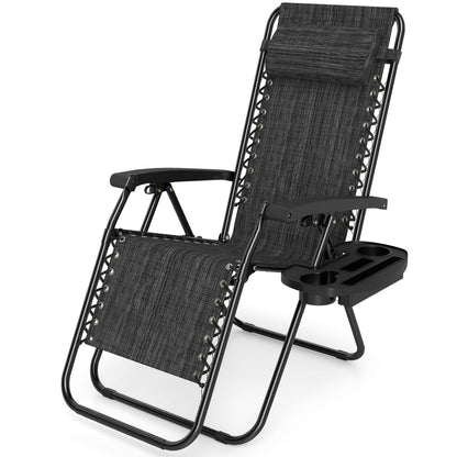 Portable Zero Gravity Chairs with Cup Holder Trays and Backrest, Gray Beach & Lawn Chairs at Gallery Canada