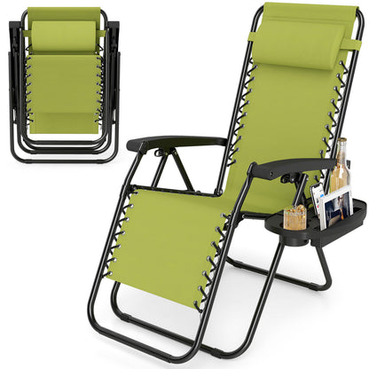 Portable Zero Gravity Chairs with Cup Holder Trays and Backrest, Green Beach & Lawn Chairs at Gallery Canada
