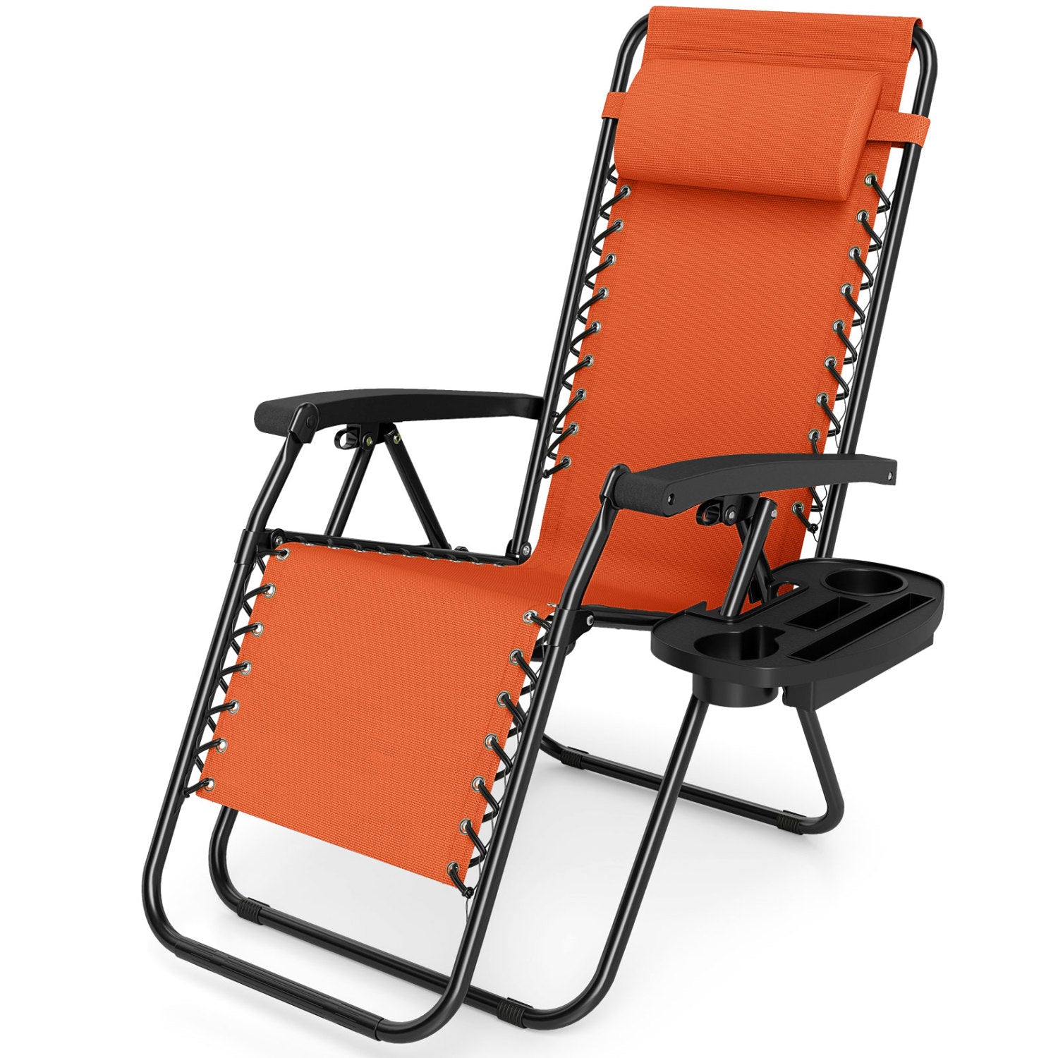 Portable Zero Gravity Chairs with Cup Holder Trays and Backrest, Orange Beach & Lawn Chairs at Gallery Canada