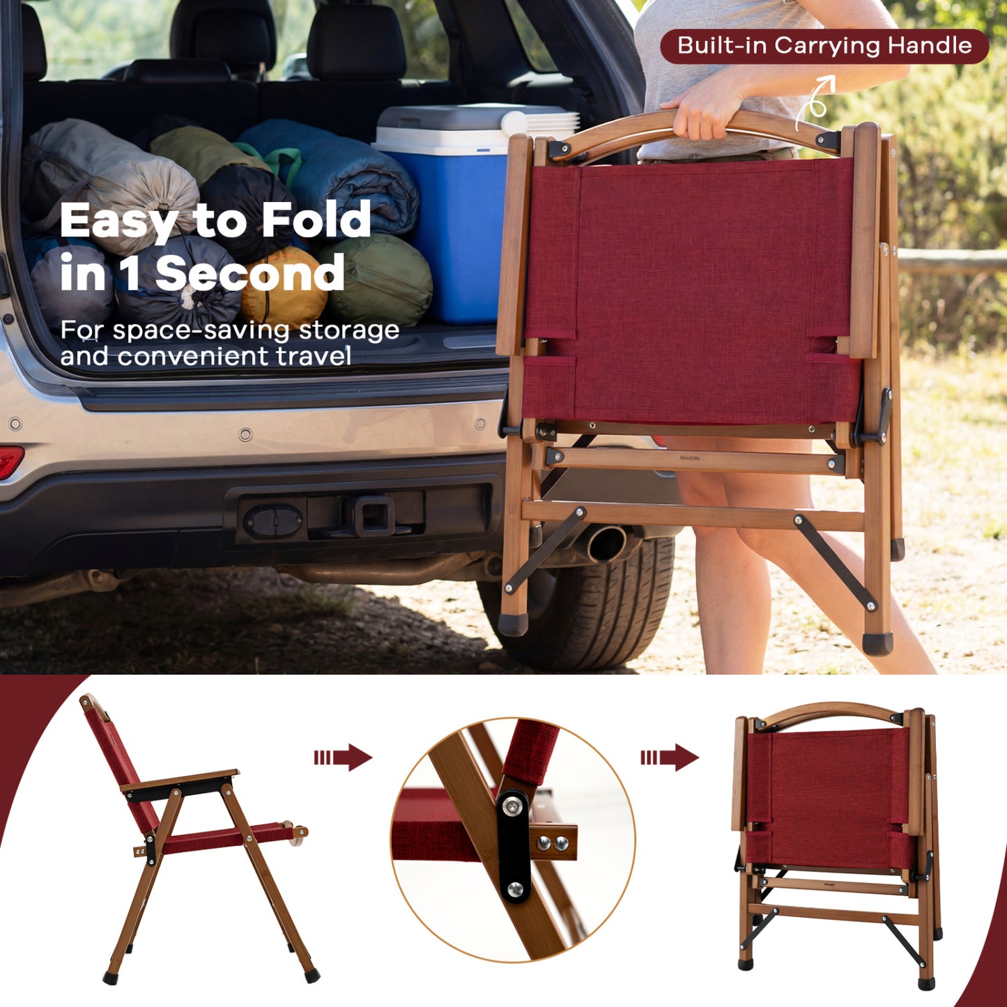Portable Folding Camping Chair, Red Camping Furniture at Gallery Canada