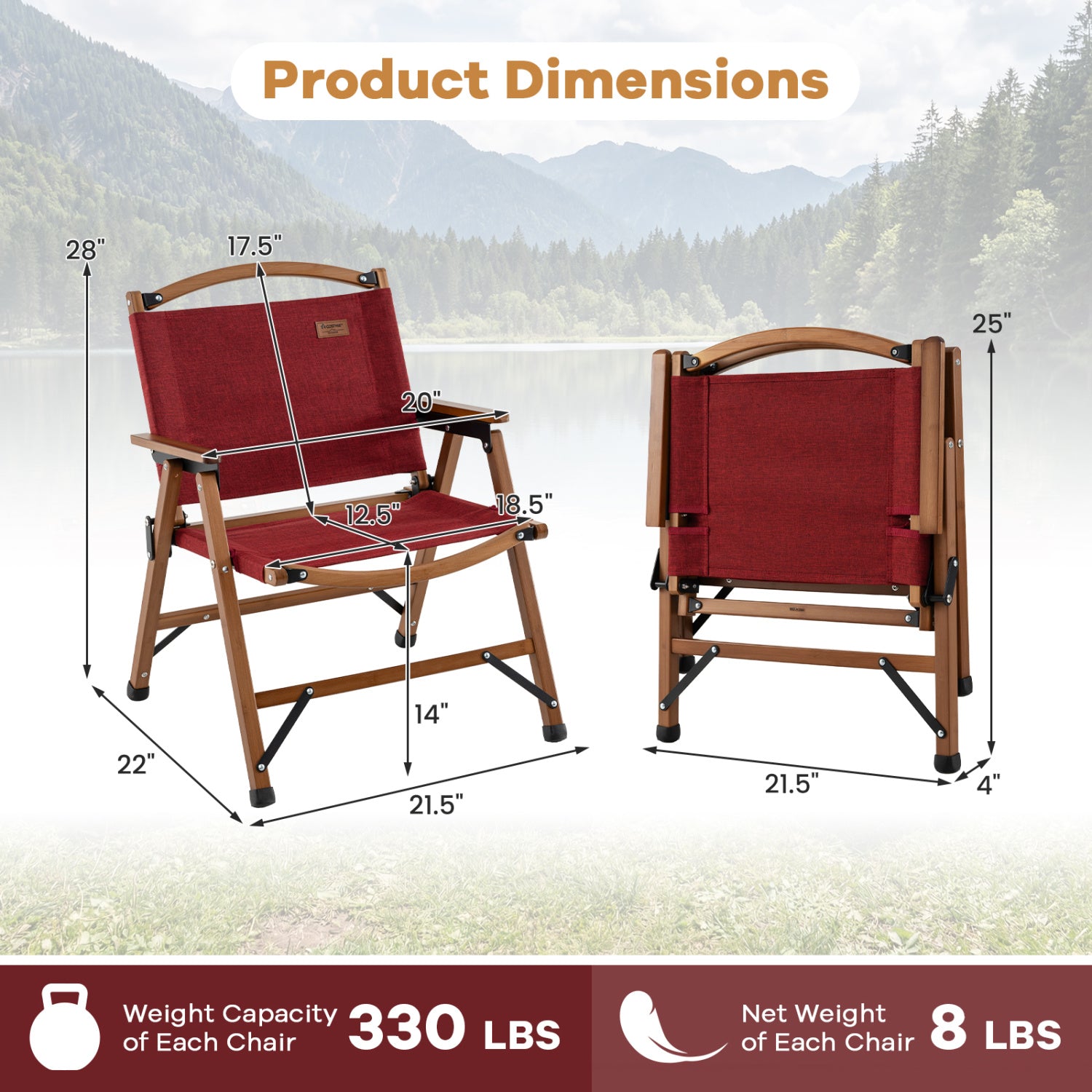 Portable Folding Camping Chair, Red Camping Furniture at Gallery Canada