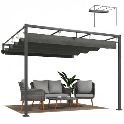 10' x 10' Retractable Pergola Canopy, Wall Mounted, Dark Grey Pergolas at Gallery Canada