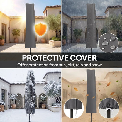 10FT Cantilever Patio Umbrella, 8 Ribs, Cover, Wind Ropes, Dark Grey Offset Cantilever Umbrellas at Gallery Canada