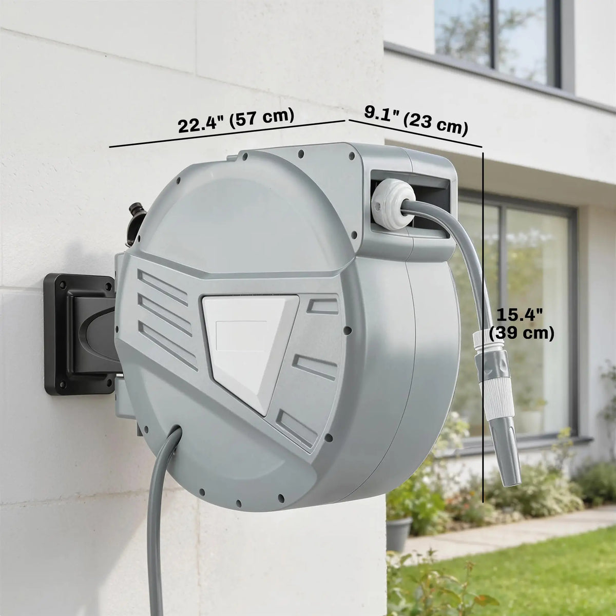 Retractable Garden Hose Reel, 1/2" x 98ft, Wall Mounted, Grey Garden Accessories at Gallery Canada
