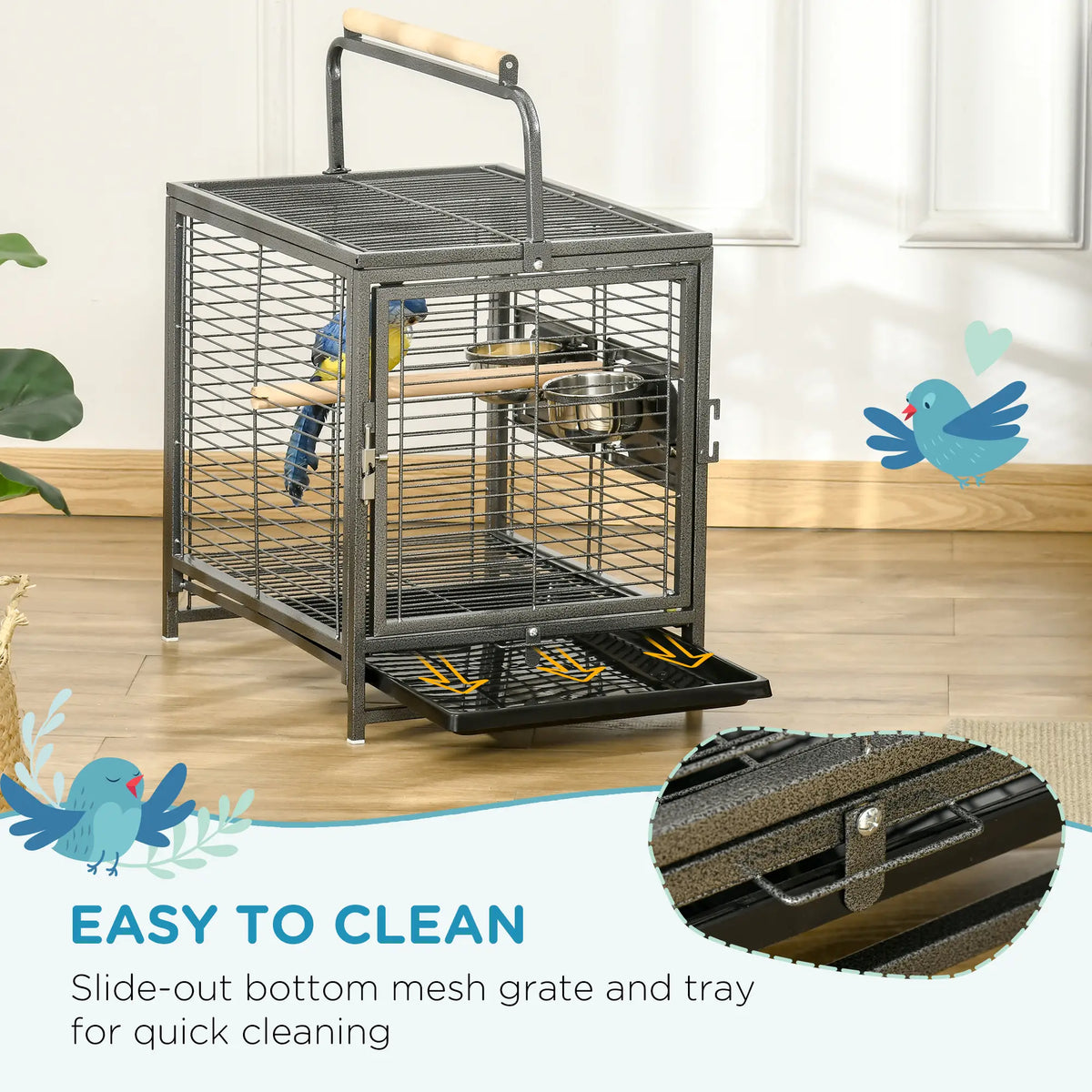 Bird Travel Cage for Parrots, Conures, African Grey, Black Bird Cages at Gallery Canada