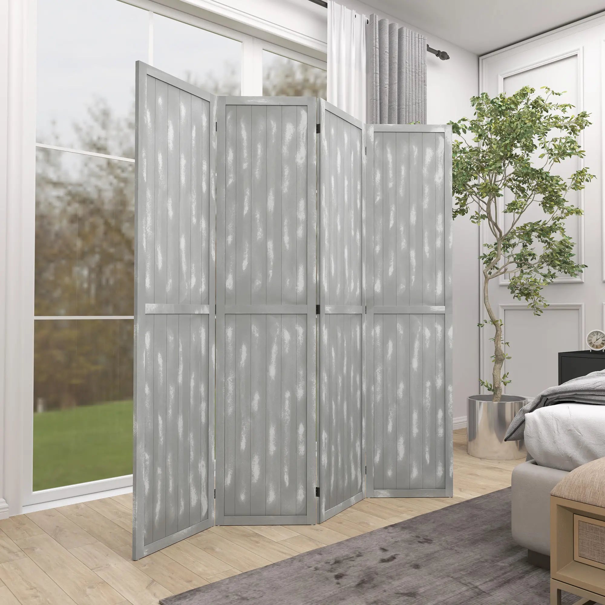 Foldable Screen Divider, 5.5', for Bedroom Office, Grey Room Dividers at Gallery Canada