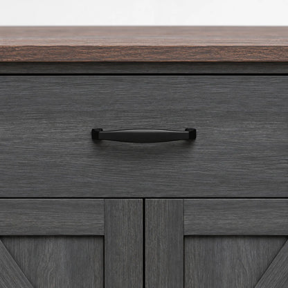 30" Farmhouse Sideboard, Black Buffet Cabinet, Barn Doors, Drawer, Black Storage Cabinets at Gallery Canada