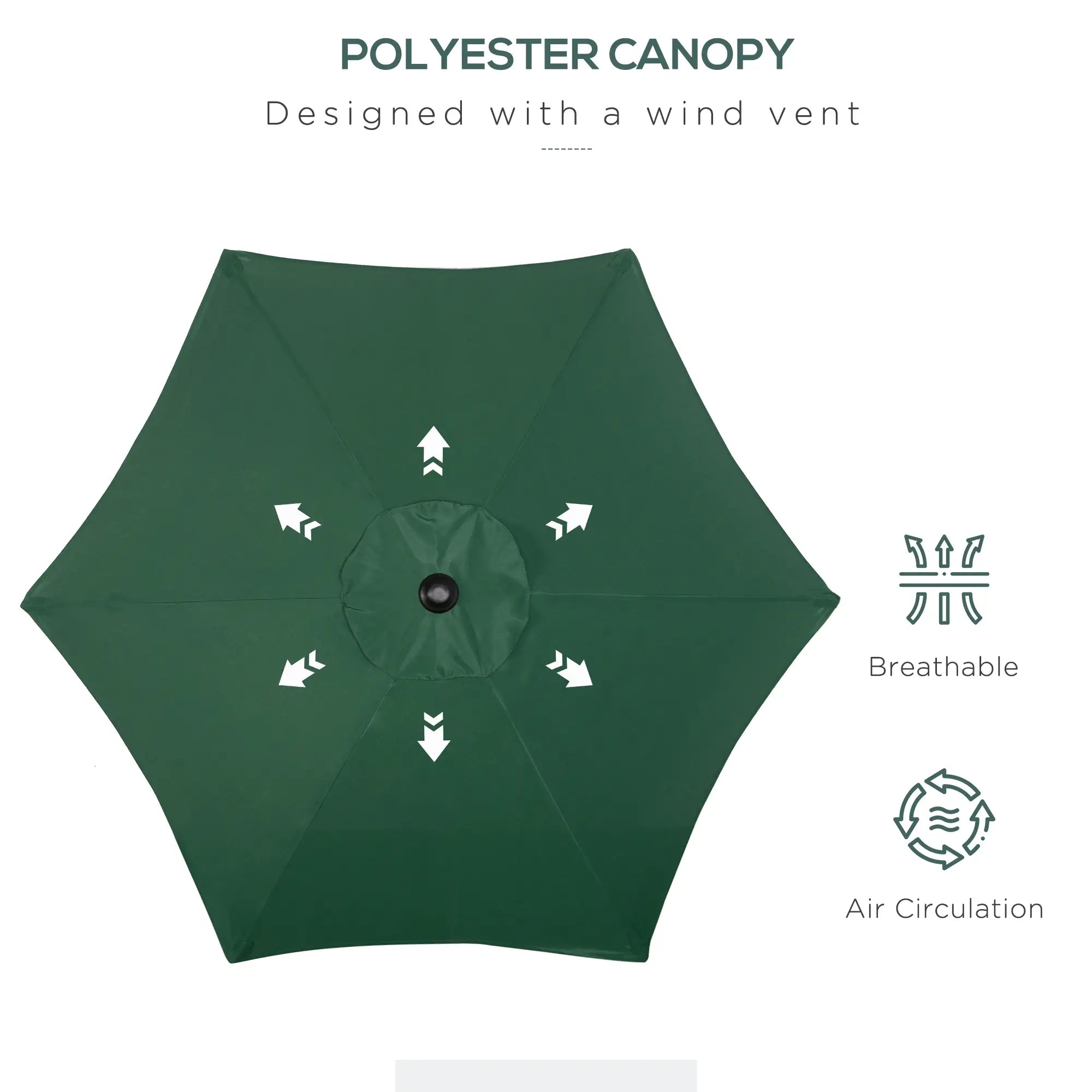 6.6FT Outdoor Patio Umbrella, 6 Solid Ribs, Green Patio Umbrellas at Gallery Canada