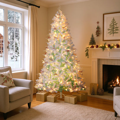 Pre-Lit Artificial Christmas Tree, Snow Flocked Branch Tips, M, White Christmas at Gallery Canada