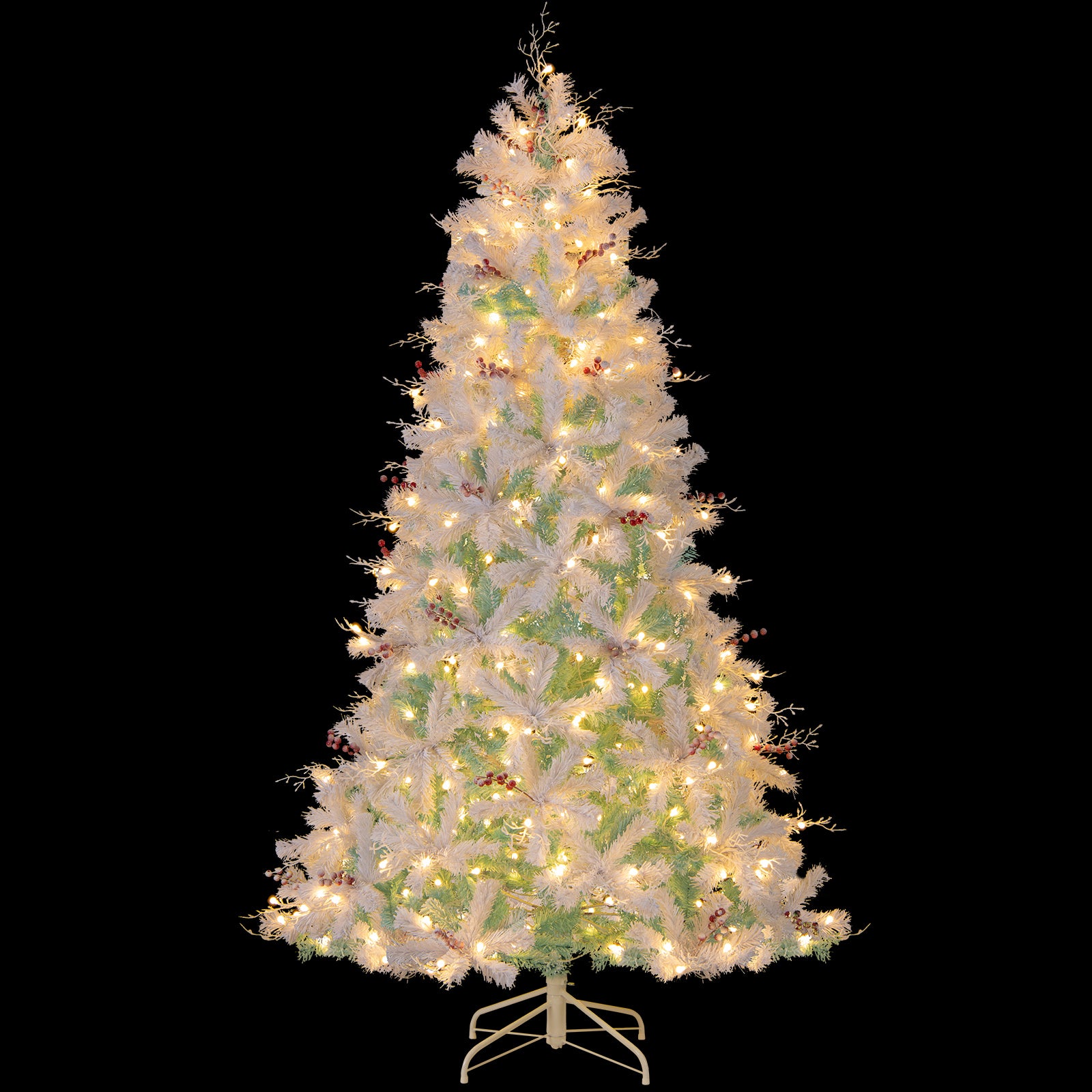 Pre-Lit Artificial Christmas Tree, Snow Flocked Branch Tips, M, White Christmas at Gallery Canada