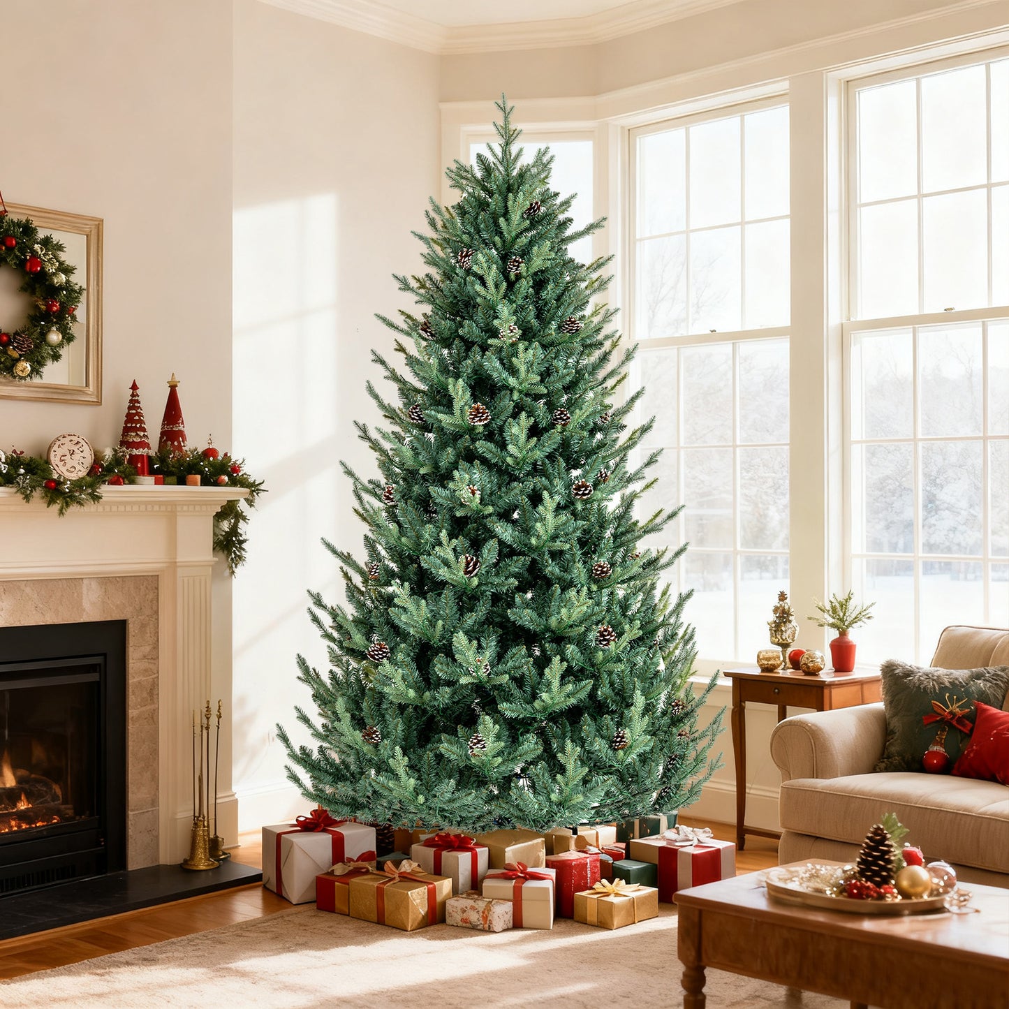 Pre-Lit Artificial Christmas Tree with Multicolored LED Lights-M Christmas Tree at Gallery Canada