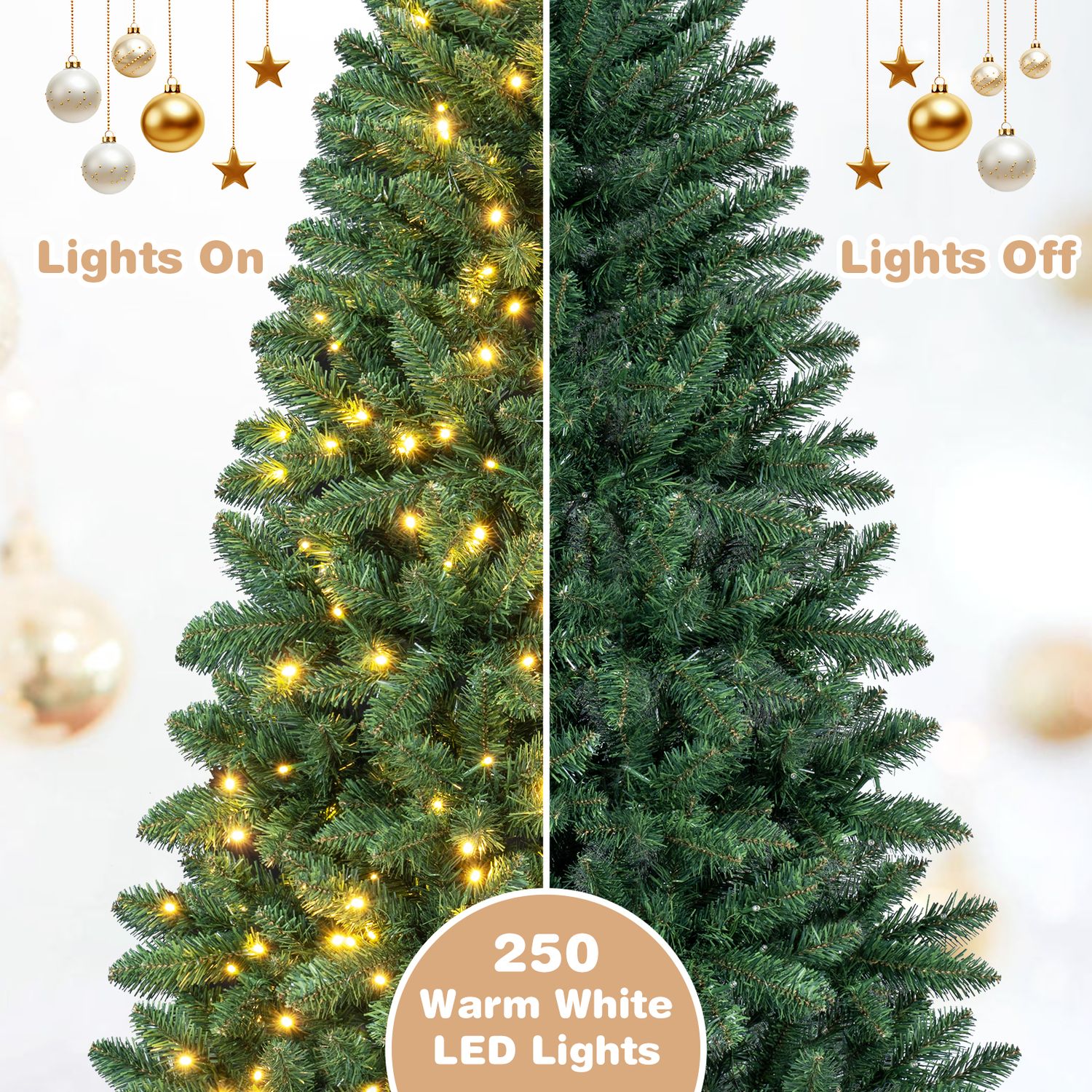 6 ft Pre-Lit Artificial Half National Christmas Tree, 8 Flash Modes, Green Christmas Tree at Gallery Canada