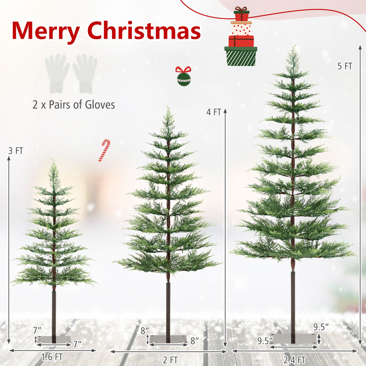 Pre-Lit Cypress Christmas Tree Set of 3, 443 PE Tips, 220 LED Lights Christmas Tree at Gallery Canada