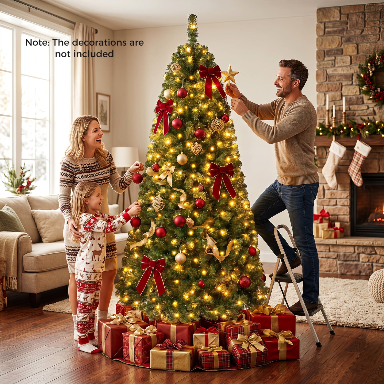 Pre-Lit Artificial Christmas Tree 7 Feet, Green Christmas Tree at Gallery Canada