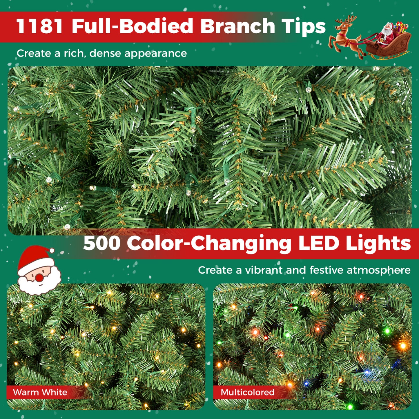 Pre-Lit Artificial Christmas Tree 7 Feet, Green Christmas Tree at Gallery Canada