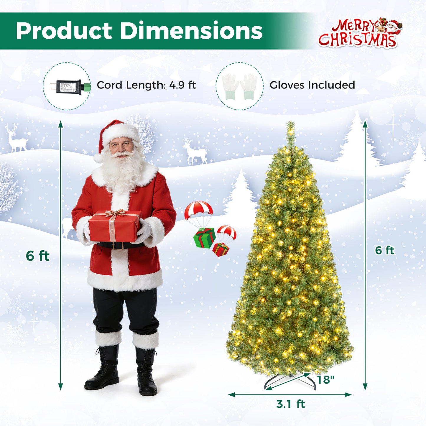 Pre-Lit Artificial Christmas Tree, 6 Ft, Green Christmas Tree at Gallery Canada