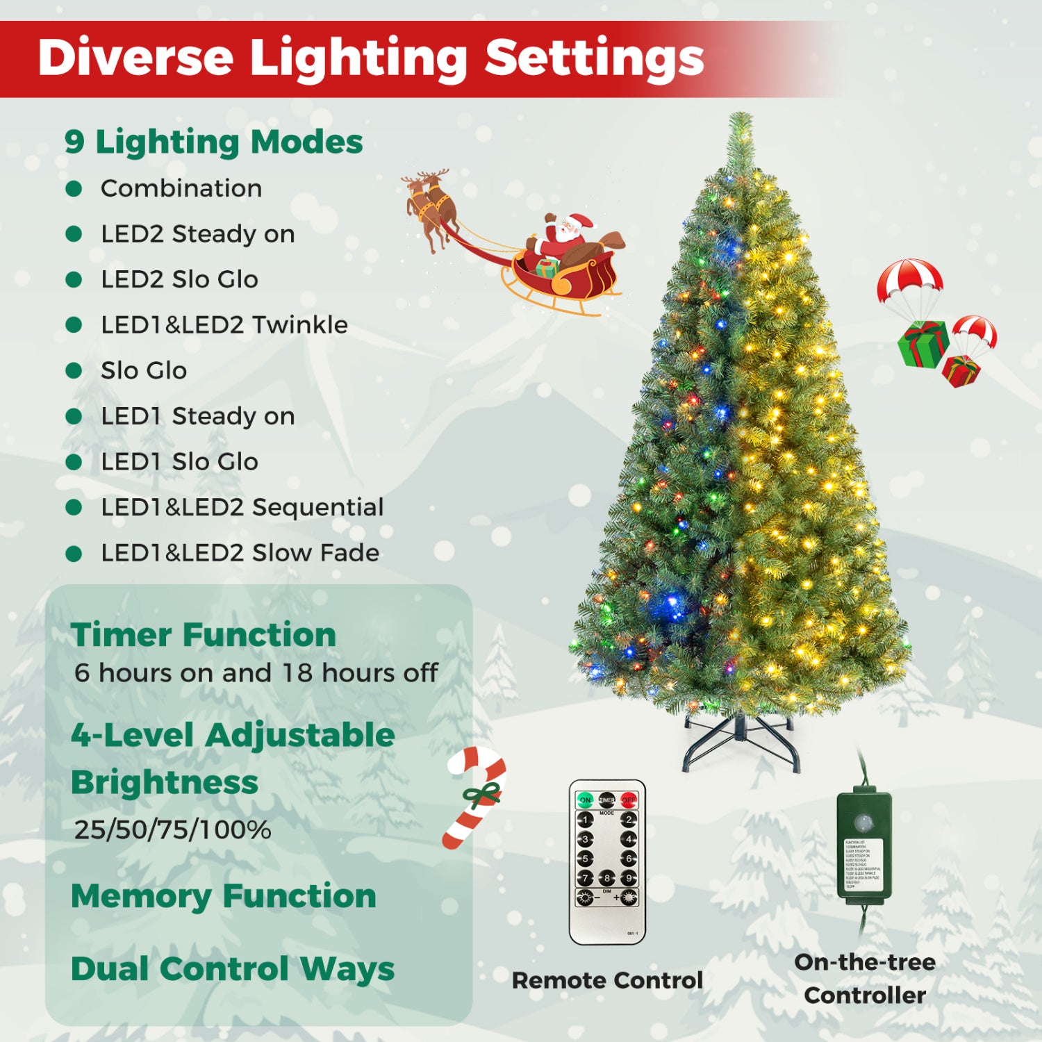 Pre-Lit Artificial Christmas Tree, 6 Ft, Green Christmas Tree at Gallery Canada
