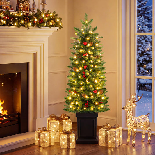 Pre-Lit Potted Artificial Christmas Tree, 4FT, Green Christmas Tree Green at Gallery Canada