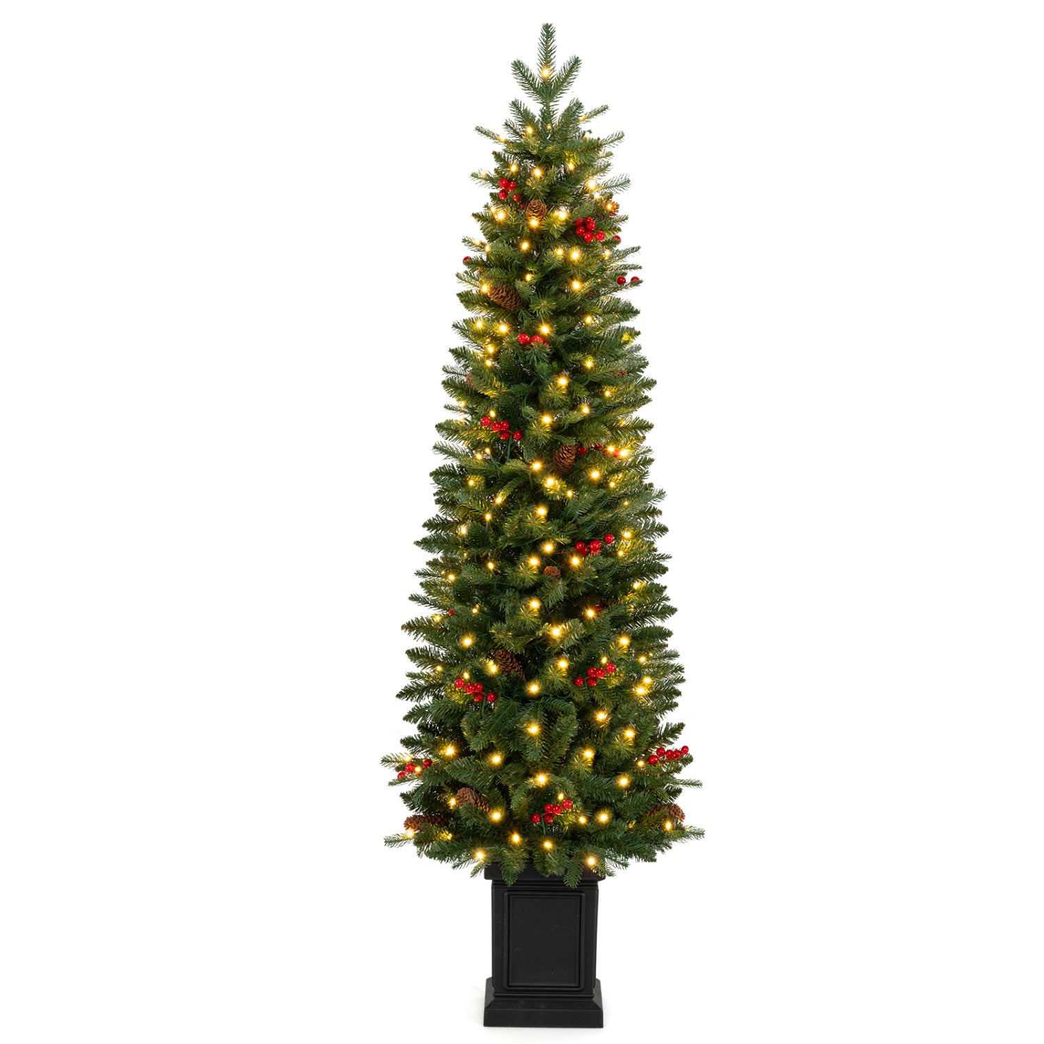 Pre-Lit Artificial Christmas Tree 100/150/200 LED Lights, 5FT, Green Christmas Tree Green at Gallery Canada
