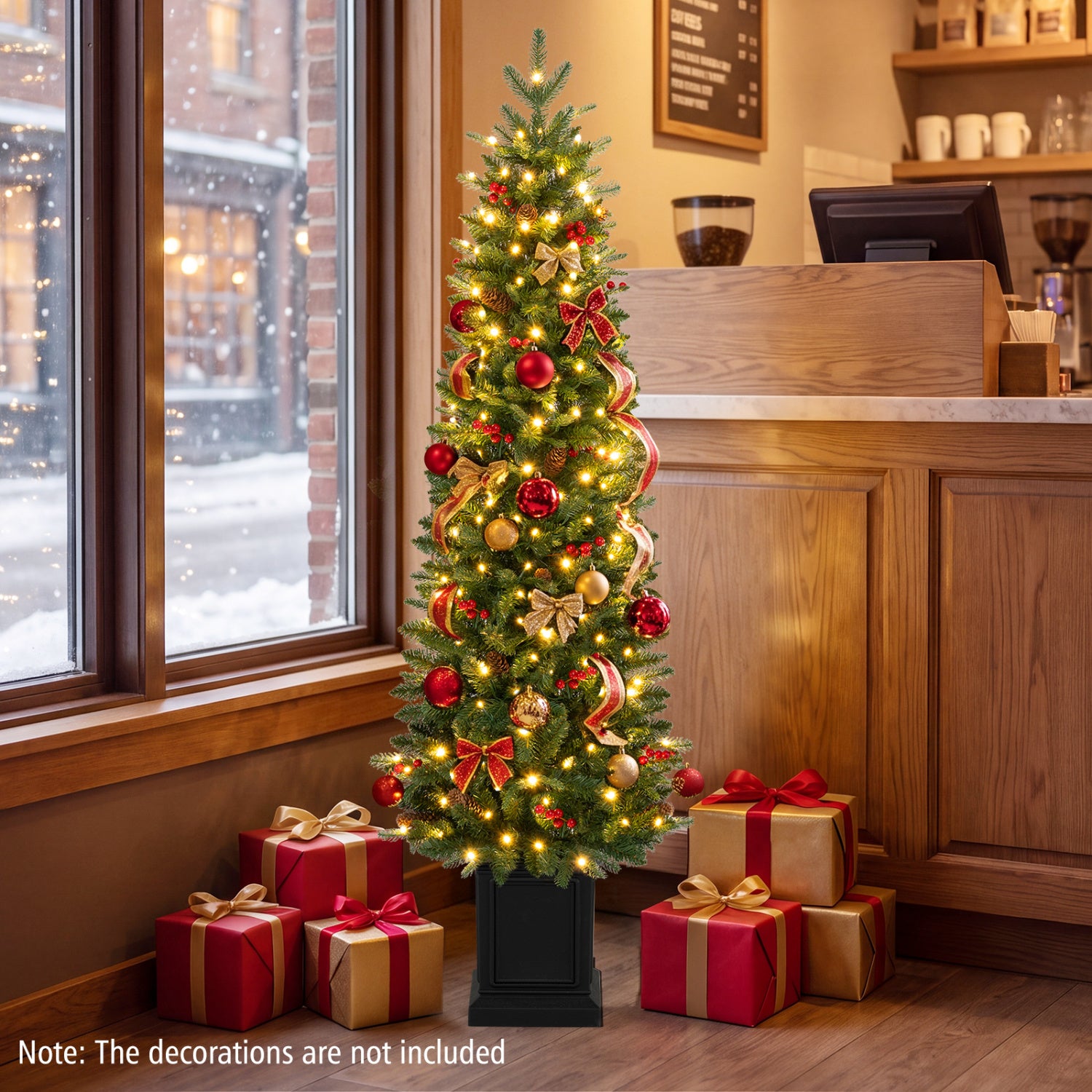 Pre-Lit Artificial Christmas Tree 100/150/200 LED Lights, 5FT, Green Christmas Tree at Gallery Canada
