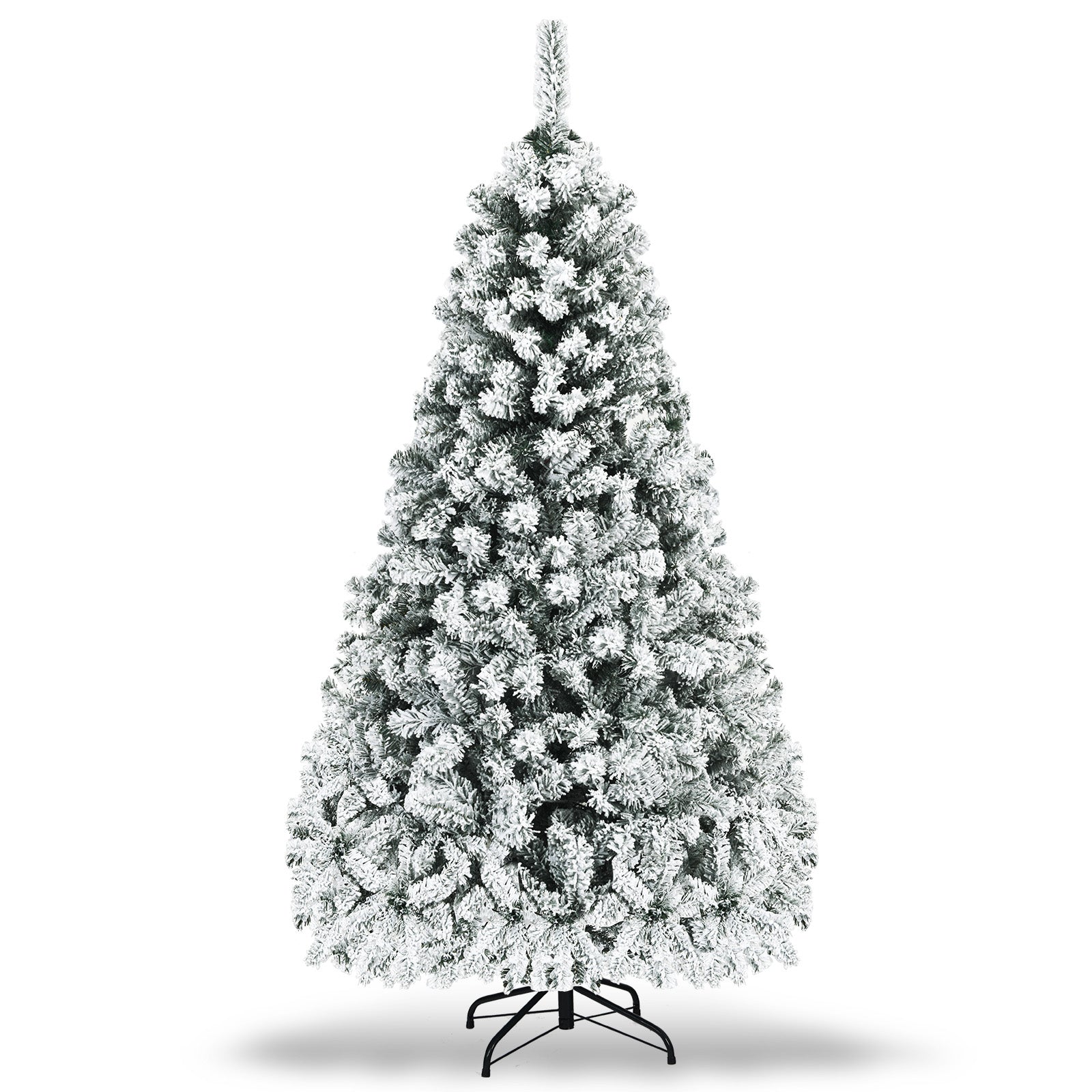 Snow Flocked Pre-Lit Hinged Christmas Tree 7.5 ft, White Christmas Tree White at Gallery Canada