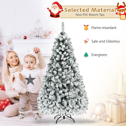 Snow Flocked Pre-Lit Hinged Christmas Tree 7.5 ft, White Christmas Tree at Gallery Canada