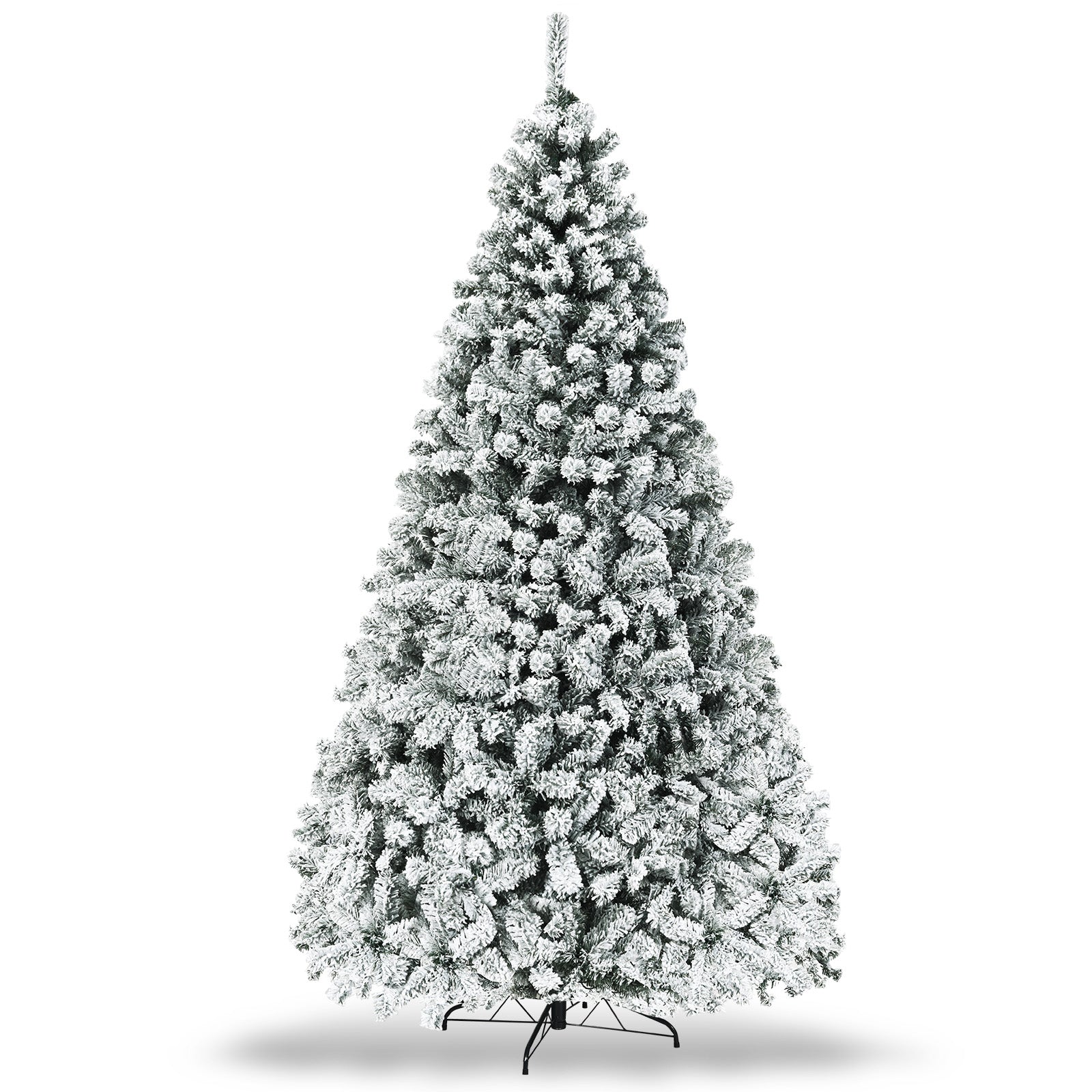 9 ft Pre-Lit Snow Flocked Hinged Artificial Christmas Tree, White Christmas Tree at Gallery Canada