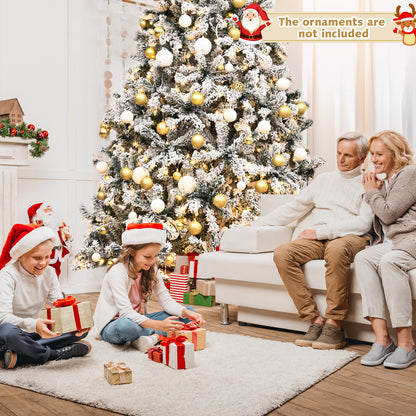 9 ft Pre-Lit Snow Flocked Hinged Artificial Christmas Tree, White Christmas Tree at Gallery Canada