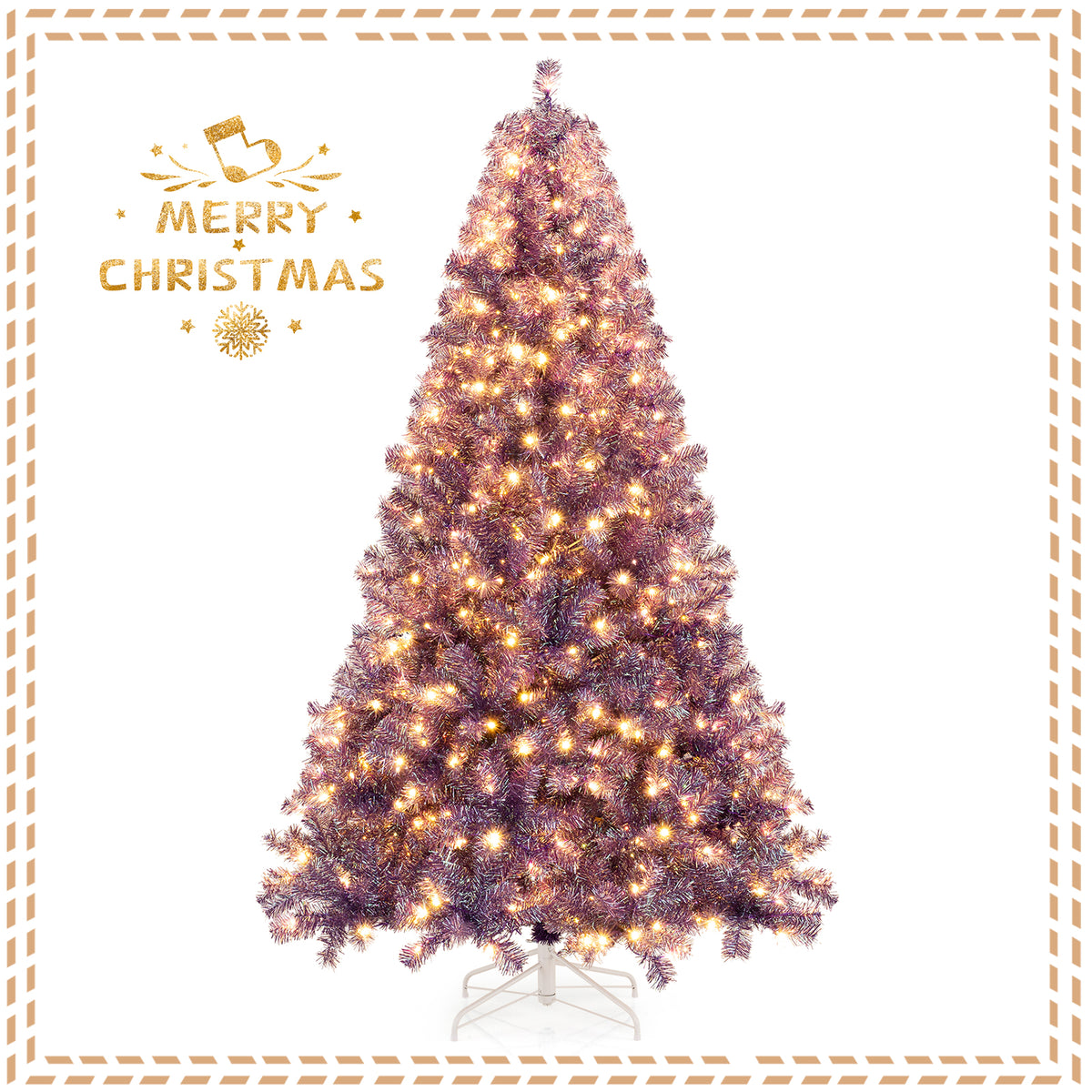 Pre-Lit Tinsel Christmas Tree, 7.5ft, Warm White LED Lights Christmas Tree at Gallery Canada
